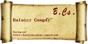 Balaicz Csegő névjegykártya